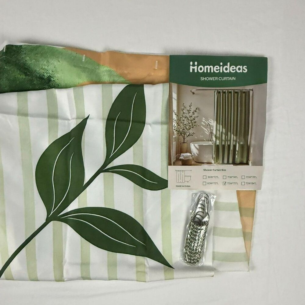 72" x 72" Boho Cat & Plant Mid Century Shower Curtain - NWT